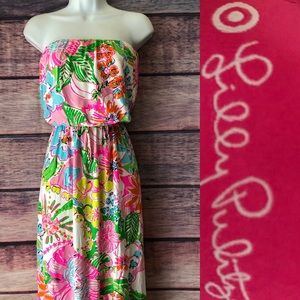 Lilly Pulitzer Strapless Dress XS Pink White